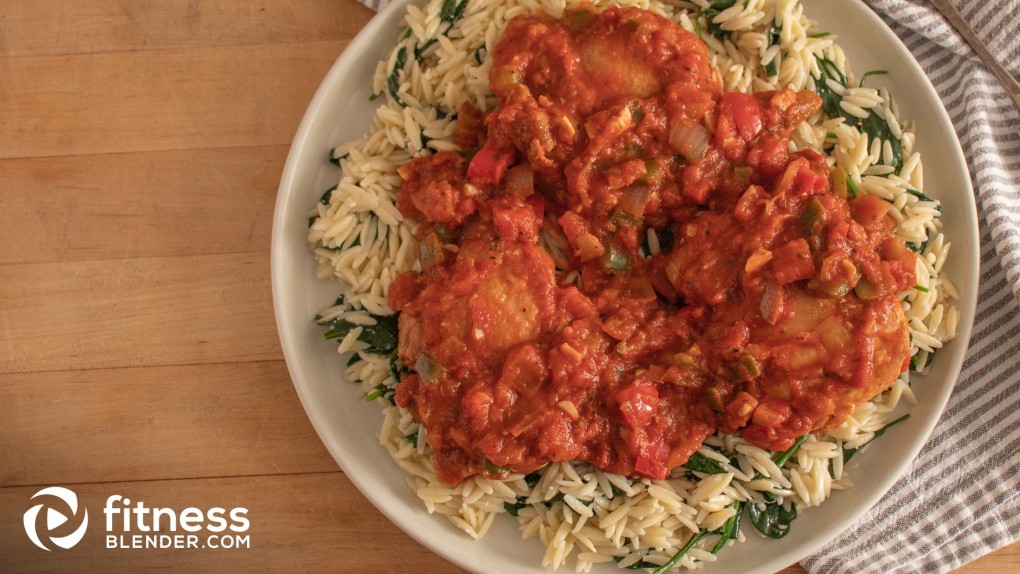 Veggie-Centric Chicken Cacciatore with Spinach Orzo