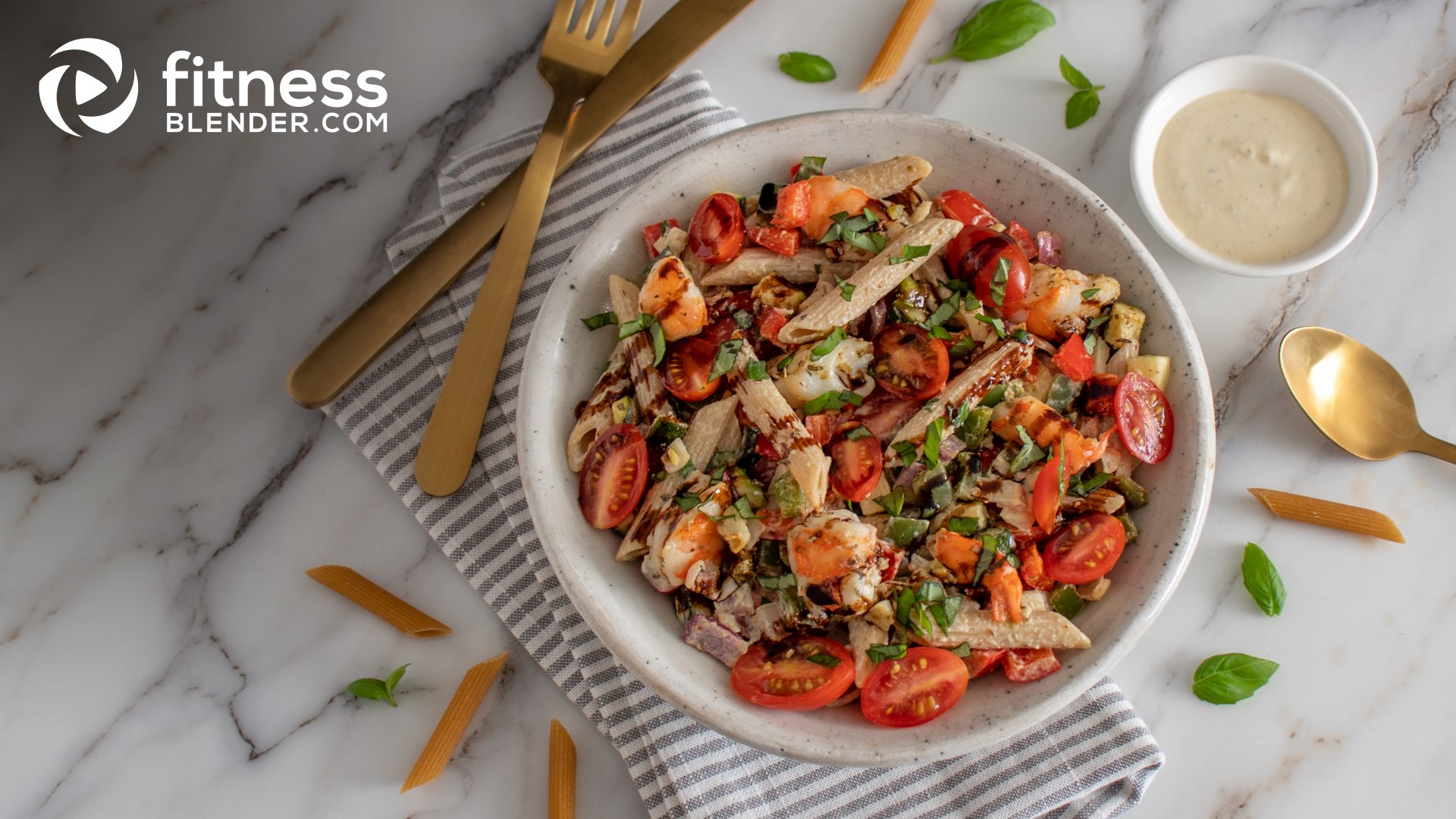 Shrimp and Pasta Salad Bowl Fitness Blender