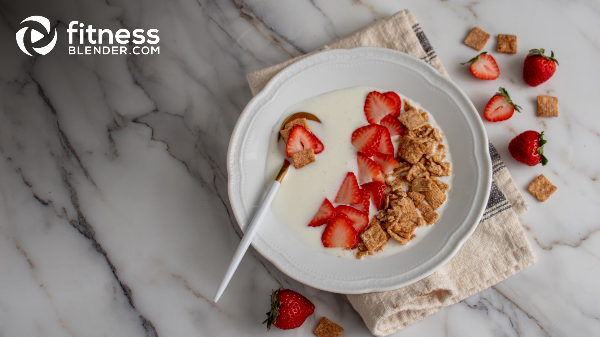 Kefir Strawberry Cereal Bowls Fitness Blender