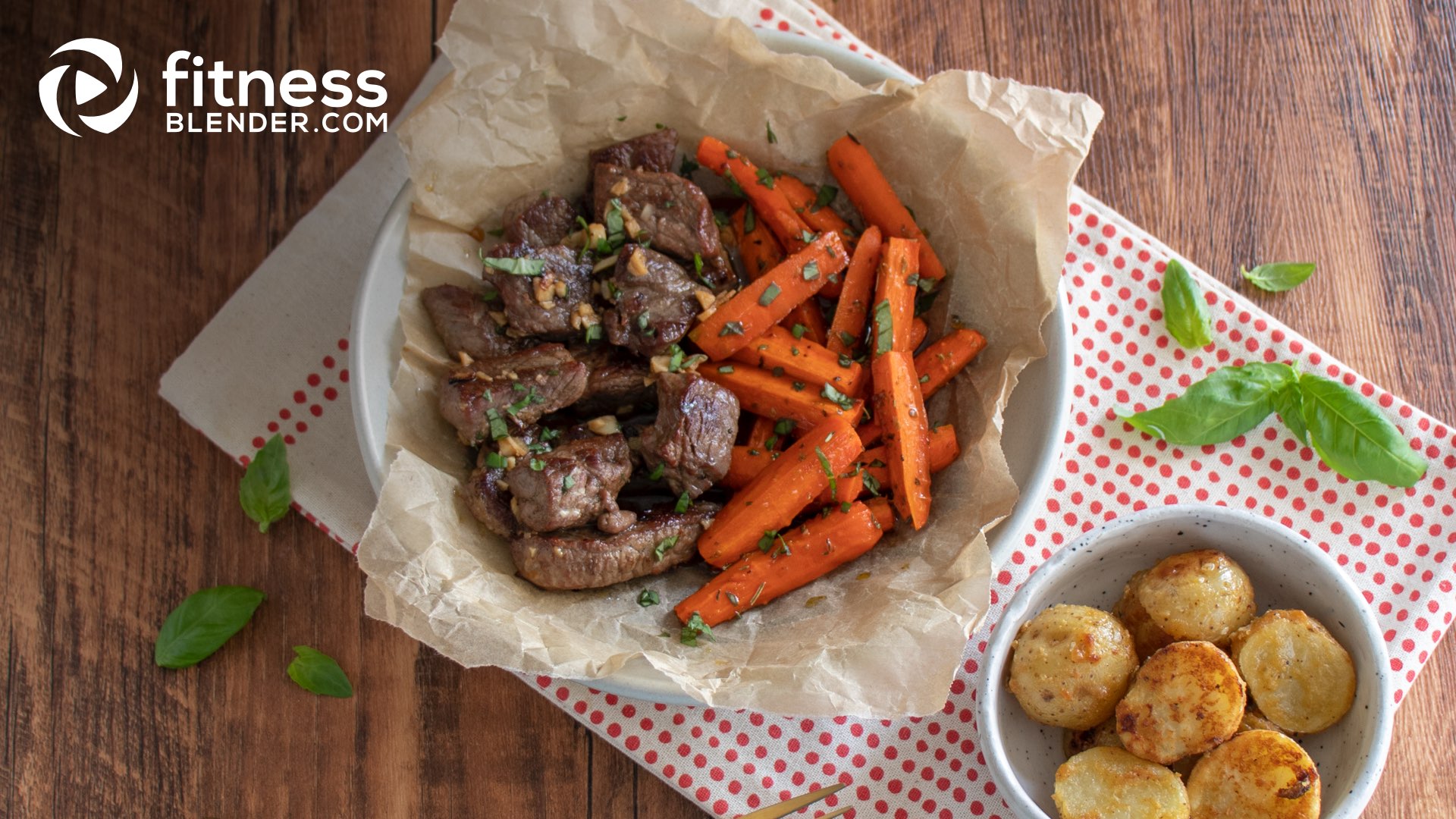 Garlic Steak Tips and Italian Herb Carrots with Roasted Steakhouse