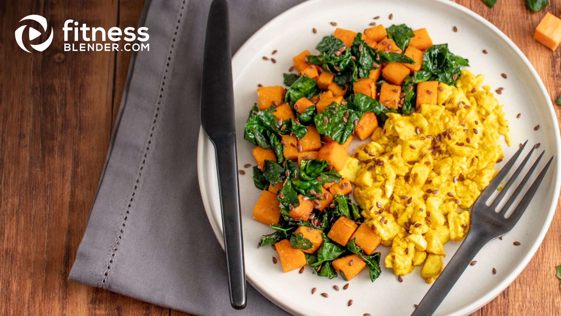 Tofu Scramble with Sweet Potatoes and Greens Fitness Blender