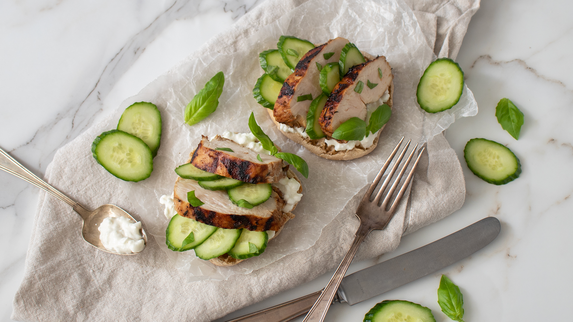 Cucumber, Cottage Cheese, and Grilled Chicken Toasts With Balsamic ...