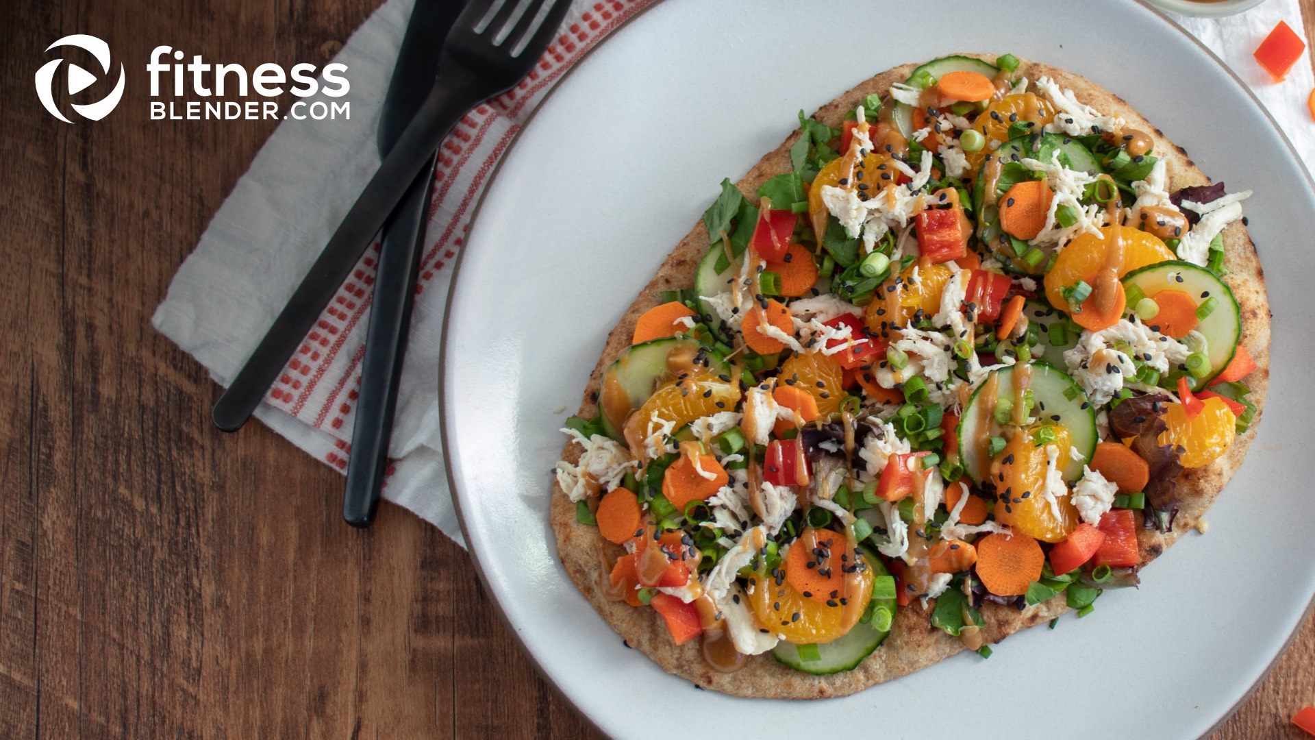 Asian Salad Flatbread with Soy Peanut Dressing Fitness Blender